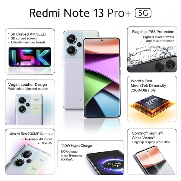 Buy Redmi Note 13 Pro+ 5G 12 GB RAM 256 GB Fusion Purple Mobile Phone - Vasanth and Co